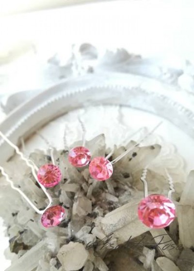 Кристални фуркети в розово 5 броя Pretty in pink